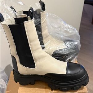 Stylish Black and Cream Ankle Boots